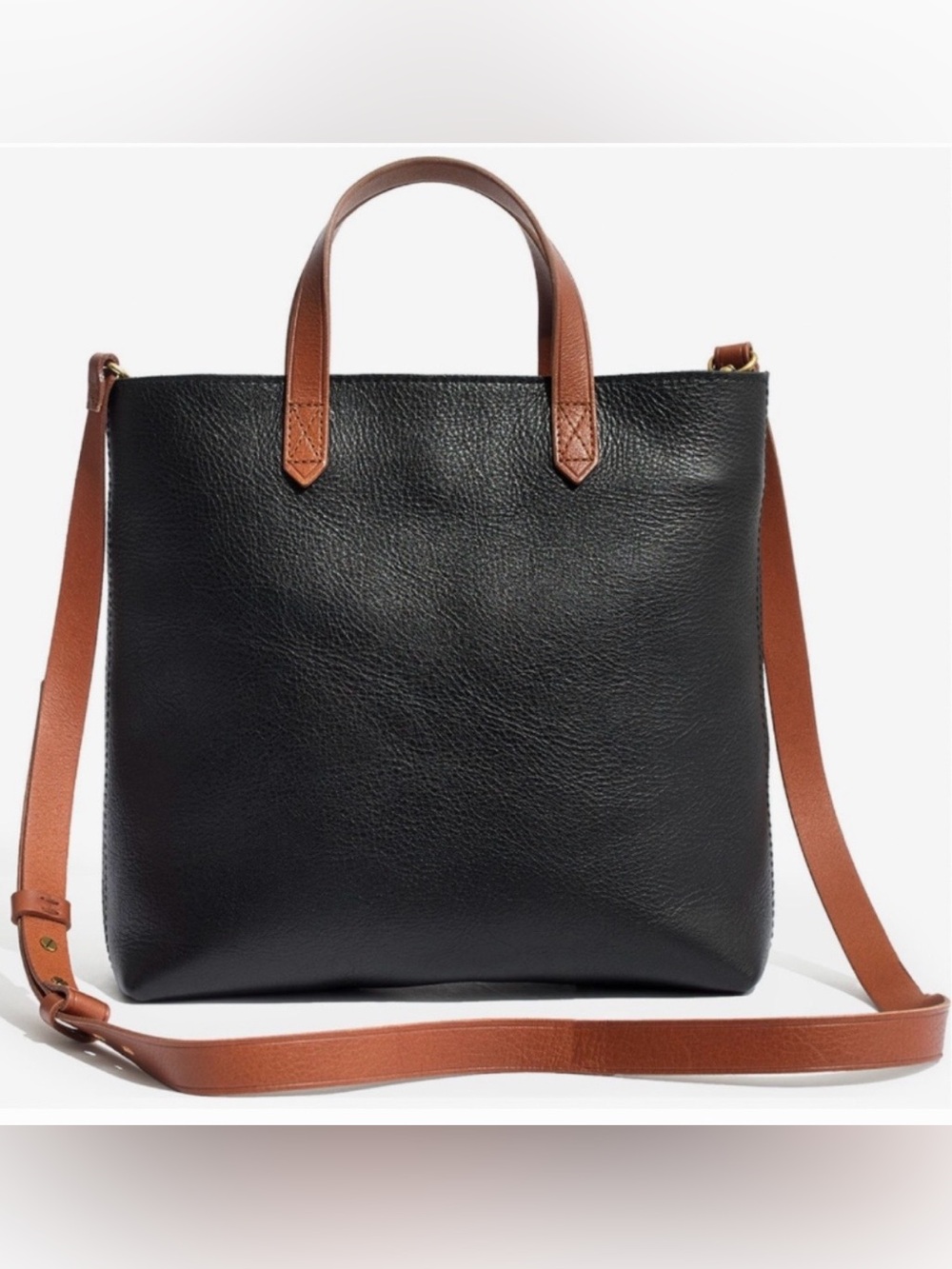 Madewell Leather Transport Crossbody Tote, Black and Brown
